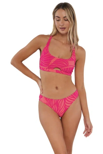 Sunsets Brandi Bralette Bikini Swimsuit Top In Blushing Palms Sandbar Rib
