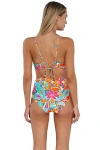 Sunsets Capri High Waist Bikini Swim Bottoms In Festive Floral Sandbar Rib