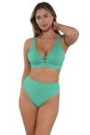 Sunsets Danica Bikini Swimsuit Top In Aqua Mist Sandbar Rib