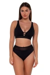 Sunsets Danica Top-dd-cup In Black Seagrass Texture