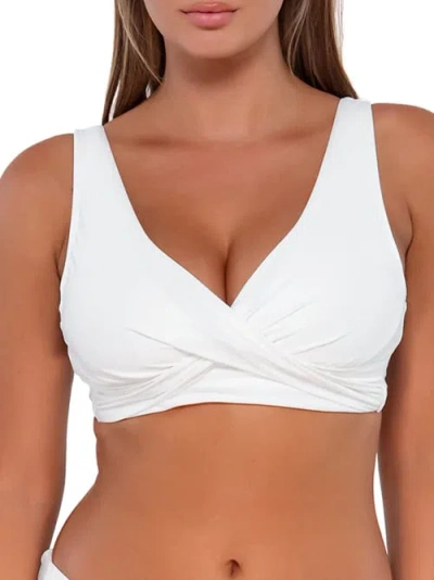 Sunsets Elsie Underwire Wrap Bikini Top In White Lily