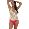 Sunsets Escape Emerson Tankini Swimsuit Top In Botanical Bliss Sandbar Rib