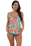 Sunsets Escape Jenna Tankini Swimsuit Top In Festive Floral Sandbar Rib