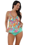 Sunsets Escape Marin Tankini Swimsuit Top In Festive Floral Sandbar Rib