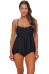 Sunsets Escape Molly Bandeau Tankini Swimsuit Top In Black