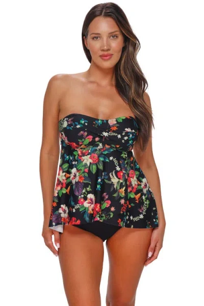 Sunsets Escape Molly Bandeau Tankini Swimsuit Top In Black