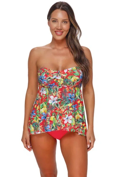 Sunsets Escape Molly Bandeau Tankini Swimsuit Top In Blue