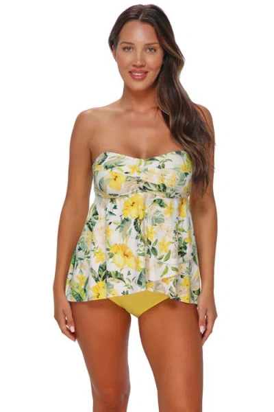 Sunsets Escape Molly Bandeau Tankini Swimsuit Top In Green