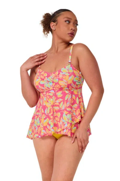 Sunsets Escape Molly Bandeau Tankini Swimsuit Top In Multi