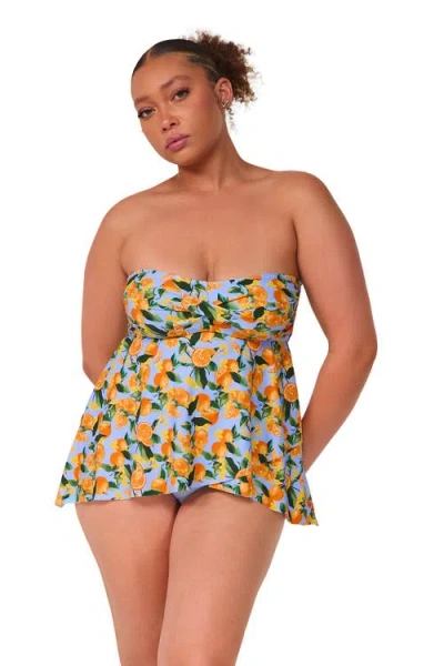 Sunsets Escape Molly Bandeau Tankini Swimsuit Top In Multi