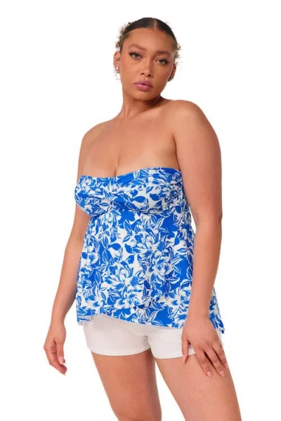 Sunsets Escape Molly Bandeau Tankini Swimsuit Top In Multi