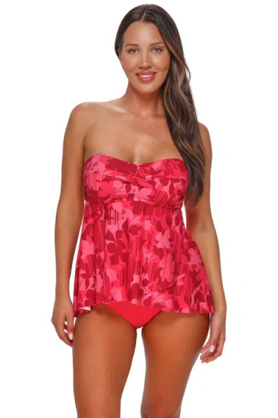 Sunsets Escape Molly Bandeau Tankini Swimsuit Top In Pink