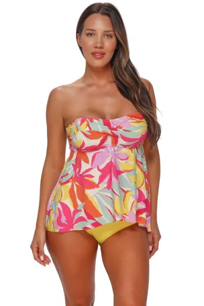 Sunsets Escape Molly Bandeau Tankini Swimsuit Top In Pink