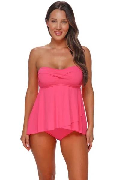 Sunsets Escape Molly Bandeau Tankini Swimsuit Top In Pink