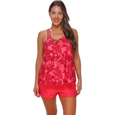 Sunsets Escape Sadie Tankini Swimsuit Top In Red