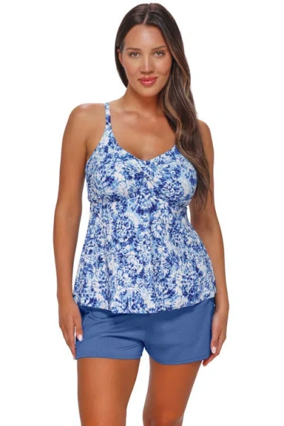 Sunsets Escape Tori Tankini Swimsuit Top In Blue