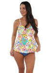 Sunsets Escape Tori Tankini Swimsuit Top In Botanical Bliss Sandbar Rib
