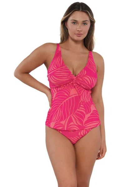 Sunsets Forever Tankini Swimsuit Top In Blushing Palms Sandbar Rib
