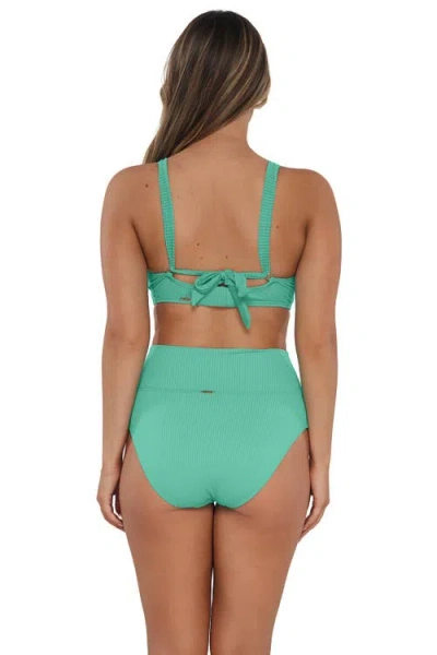 Sunsets Hannah High Waist Bikini Swim Bottoms In Aqua Mist Sandbar Rib