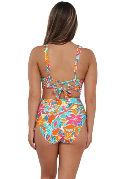 Sunsets Hannah High Waist Bikini Swim Bottoms In Festive Floral Sandbar Rib