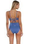 Sunsets Hannah High Waist Bikini Swim Bottoms In Harbor Blue Sandbar Rib