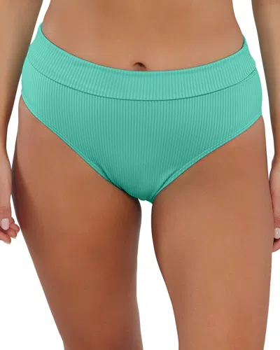 Sunsets Hannah High Waist Bottom In Aquam-aqua Mist Sandbar Rib