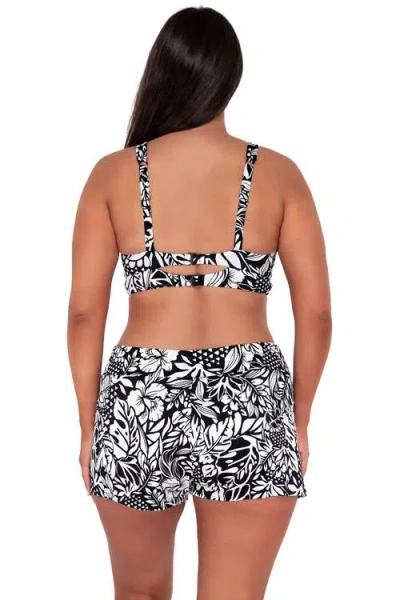Sunsets Printed Summer Lovin' Skirted Bikini Bottom In Caribbean Seagrass