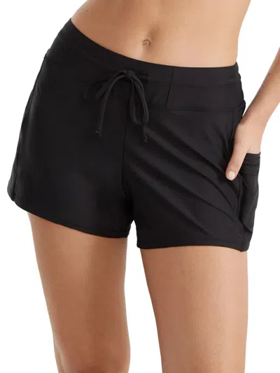 Sunsets Laguna Swim Shorts Women's 18 Black Stretch Drawstring Waist Beach Lot12