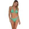 Sunsets Laney Triangle Bikini Swimsuit Top In Aqua Mist Sandbar Rib