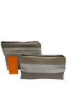 Sunsets Of Naples Make Up Bags Set In Brown And Silver In Multi