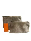 Sunsets Of Naples Make Up Bags Set In Cream Velvet In Gray