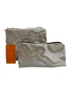 Sunsets Of Naples Make Up Bags Set In Cream Print In Gray