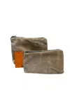 Sunsets Of Naples Make Up Bags Set In Cream Velvet In Gray