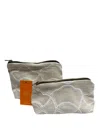 Sunsets Of Naples Make Up Bags Set In Embroidery Cream In Gray