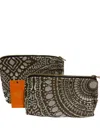 Sunsets Of Naples Make Up Bags Set In Silver And Brown In Multi