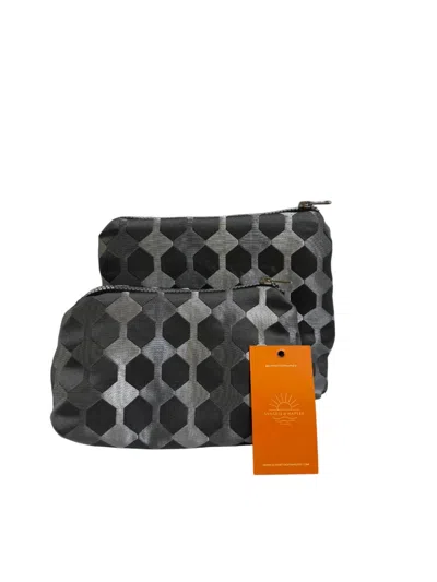 Sunsets Of Naples Make Up Bags Set In Silver Diamonds In Multi