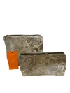 Sunsets Of Naples Make Up Bags Set In Silver Print In Multi