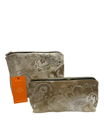 Sunsets Of Naples Make Up Bags Set In Silver Print In Multi