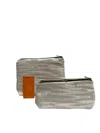 Sunsets Of Naples Make Up Bags Set In Silver Shapes In Gray