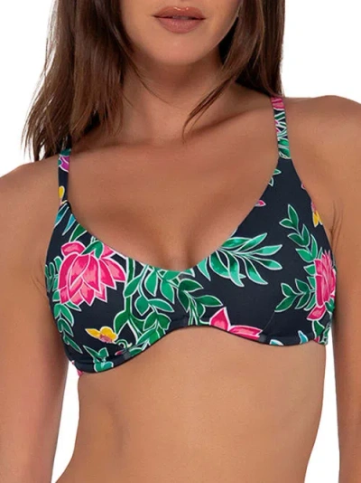 Sunsets Printed Brooke U-wire Bikini Top In Twilight Blooms