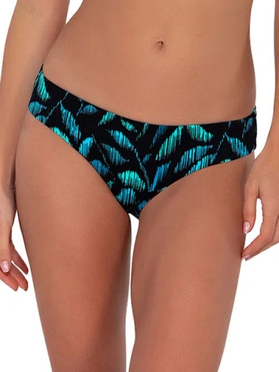 Sunsets Printed Collins Hipster Bikini Bottom In Cascade Seagrass