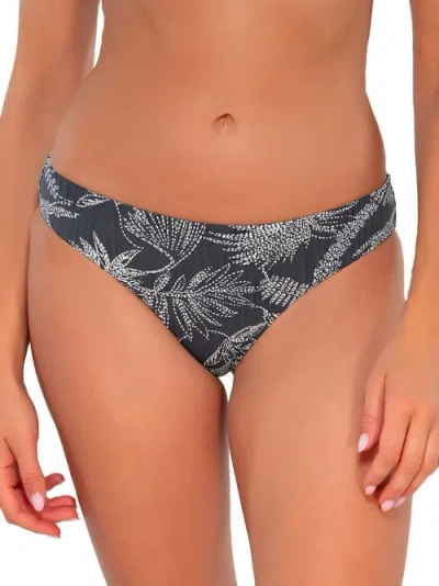 Sunsets Printed Collins Hipster Bikini Bottom In Fanfare Seagrass