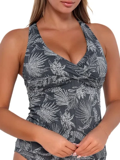 Sunsets Printed Elsie Underwire Wrap Tankini Top In Fanfare Seagrass