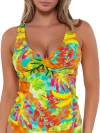 Sunsets Printed Elsie Underwire Wrap Tankini Top In Lush Luau