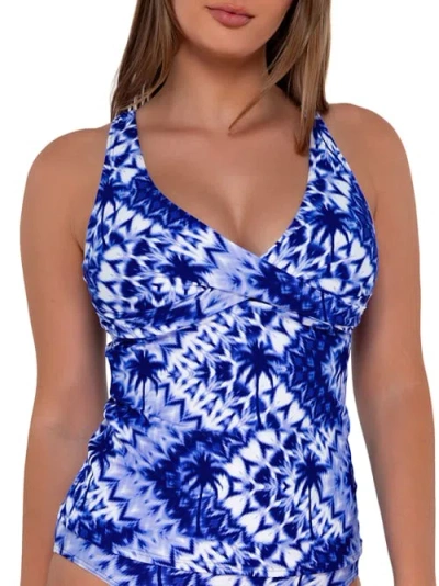Sunsets Printed Elsie Underwire Wrap Tankini Top In Tulum