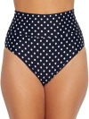 Sunsets Printed Fold-over High-waist Bikini Bottom In Black Dot