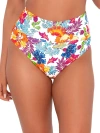 Sunsets Printed Fold-over High-waist Bikini Bottom In Camilla Flora