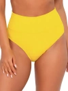 Sunsets Printed Fold-over High-waist Bikini Bottom In Lemon Zest Rib