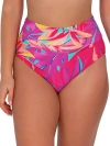 Sunsets Printed Fold-over High-waist Bikini Bottom In Oasis Sandbar Rib