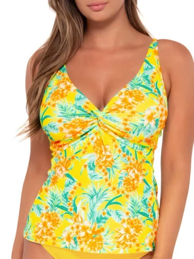 Sunsets Printed Forever Underwire Tankini Top In Yellow